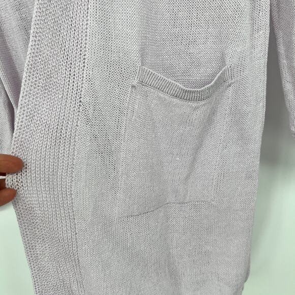 J. Jill Womens Linen Blend Open Cardigan Small Petite Pale Lilac Pastel Long - Picture 3 of 9